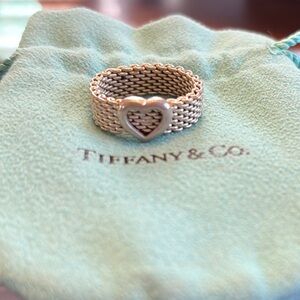 Silver Mesh Heart Ring by Tiffany & Co.